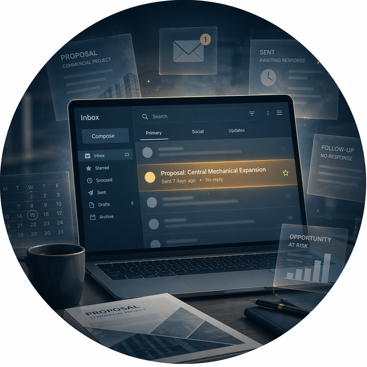 A proposal sitting unanswered — the most common source of lost commercial revenue