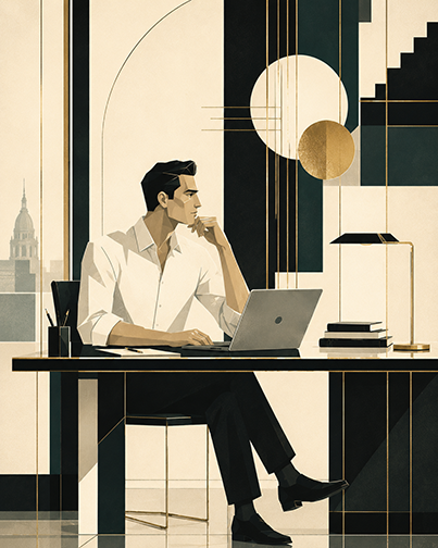 A business professional sitting thoughtfully at a desk, representing the quiet uncertainty after a commercial proposal is submitted.